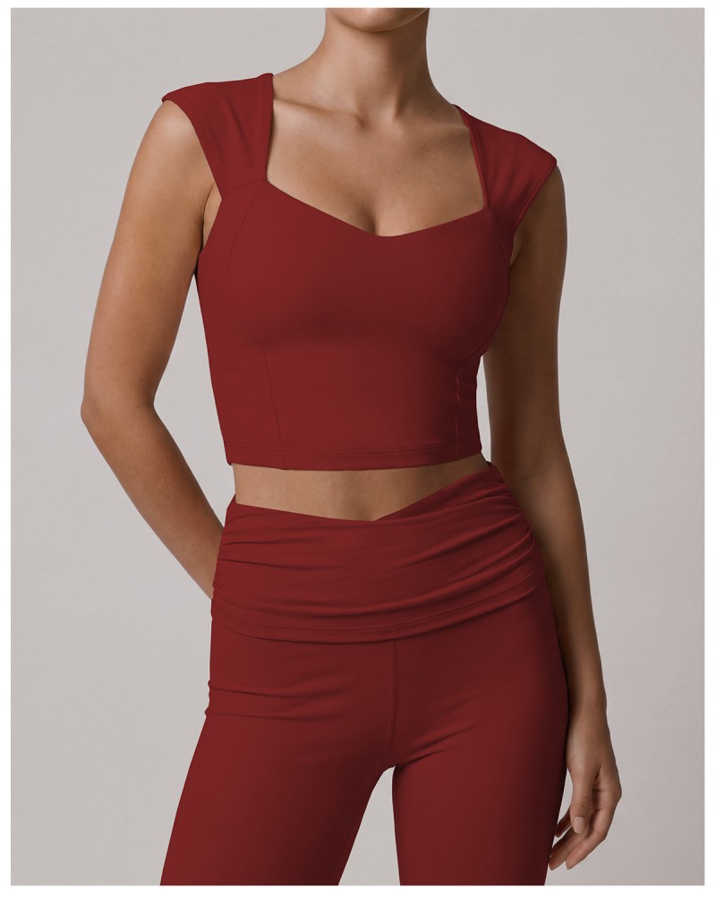 Conjunto de ropa deportiva de nailon acampanada de secado rápido para mujer, ideal para yoga, gimnasio o cualquier actividad física (FGBLD2669)