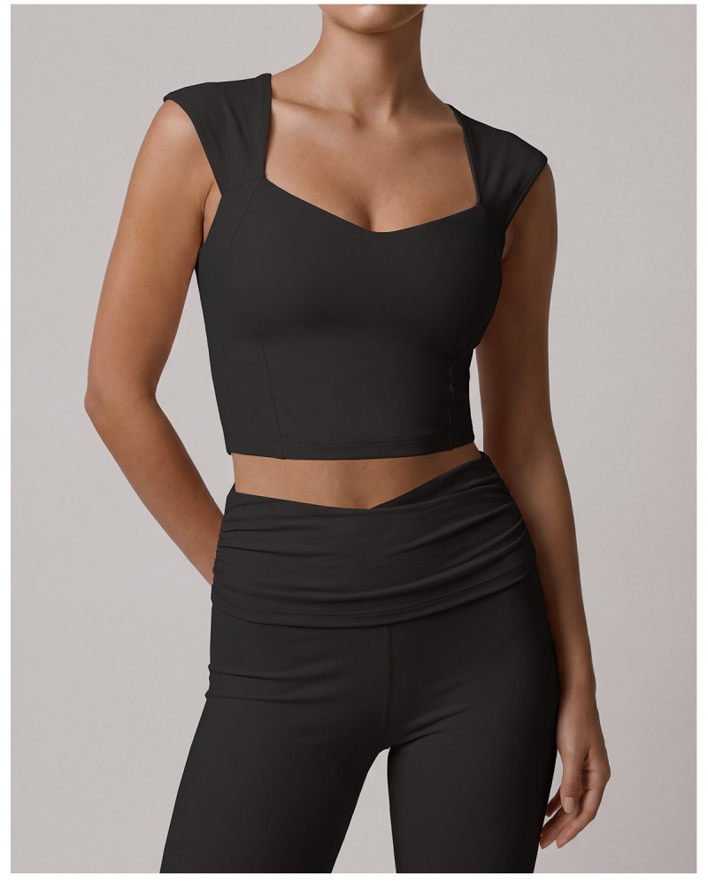 Conjunto de ropa deportiva de nailon acampanada de secado rápido para mujer, ideal para yoga, gimnasio o cualquier actividad física (FGBLD2669)