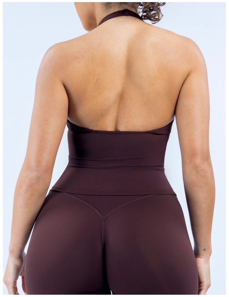 Camiseta sin mangas con tirantes, chaleco deportivo para yoga, top de fitness para mujer, sujetador con espalda descubierta para gimnasio, para correr y entrenar, estilo halter FGBRXW3013