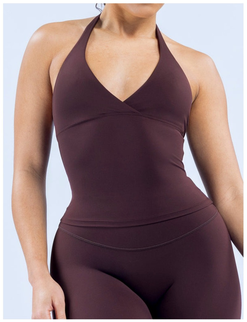 Camiseta sin mangas con tirantes, chaleco deportivo para yoga, top de fitness para mujer, sujetador con espalda descubierta para gimnasio, para correr y entrenar, estilo halter FGBRXW3013