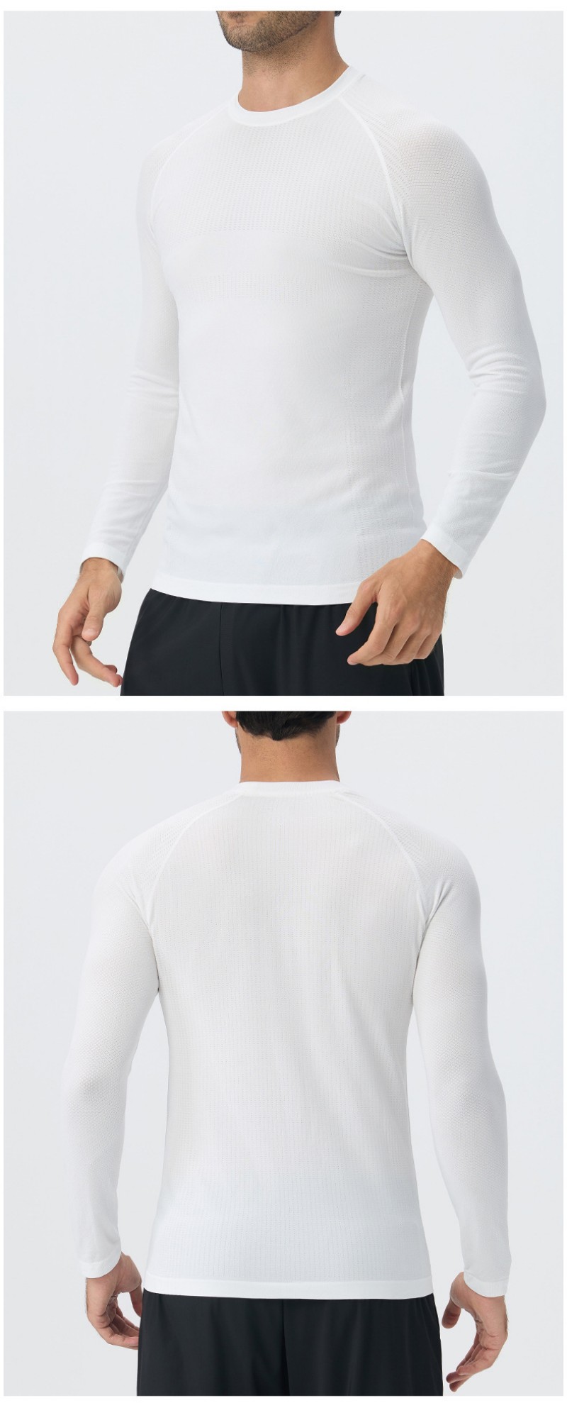 Camiseta de manga larga sin costuras para hombre, ideal para correr y hacer ejercicio (modelo EFGBYEL-L56)