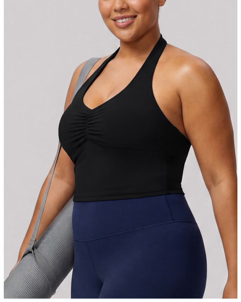 Camiseta sin mangas deportiva para yoga, top deportivo para mujer, top de gimnasio con espalda descubierta, sujetador para correr y entrenar, estilo halter FGBPOYP26011