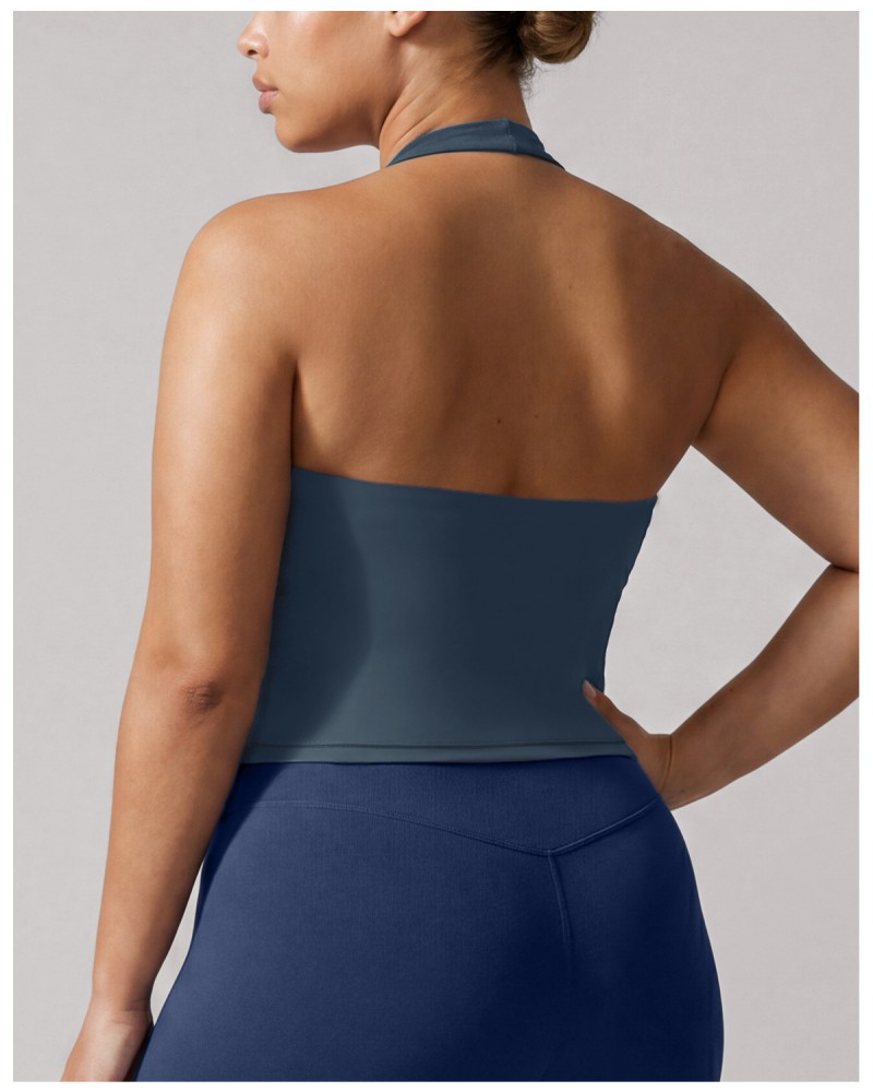 Camiseta sin mangas deportiva para yoga, top deportivo para mujer, top de gimnasio con espalda descubierta, sujetador para correr y entrenar, estilo halter FGBPOYP26011