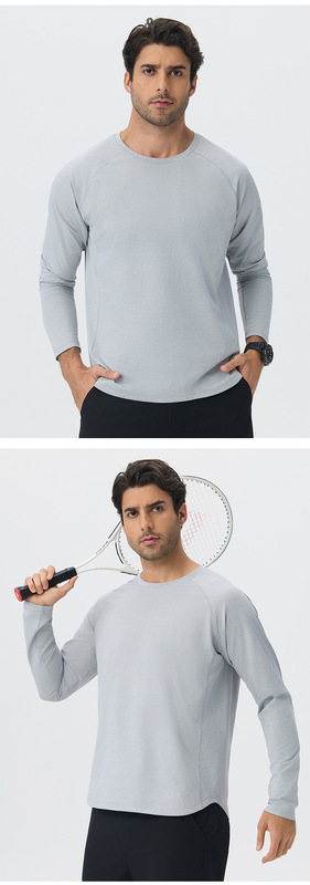 Camiseta deportiva de manga larga y cuello redondo, de secado rápido, para yoga, fitness y running (poliéster) EFGBYEL-61529
