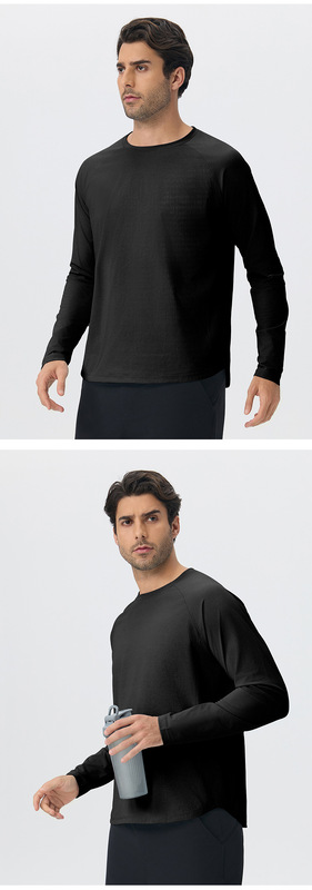 Camiseta deportiva de manga larga y cuello redondo, de secado rápido, para yoga, fitness y running (poliéster) EFGBYEL-61529