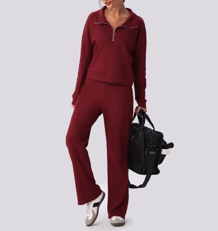 Conjunto de dos piezas para mujer: camiseta de manga larga y pantalón (estilo deportivo, yoga, fitness y gimnasio) FGBYW596 KW463
