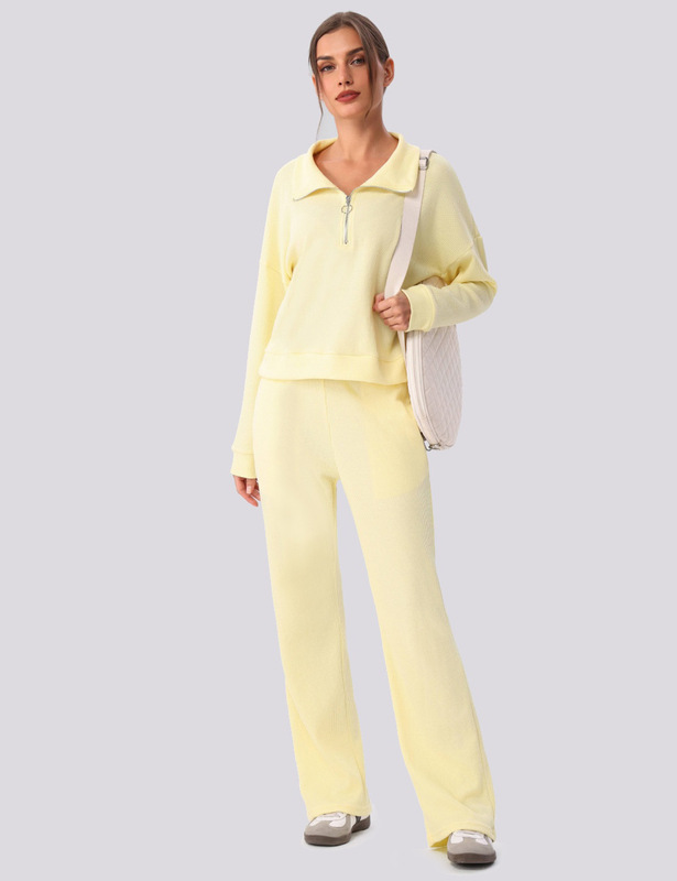 Conjunto de dos piezas para mujer: camiseta de manga larga y pantalón (estilo deportivo, yoga, fitness y gimnasio) FGBYW596 KW463