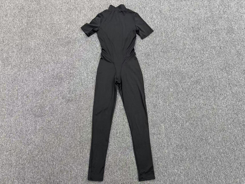 Mono deportivo de yoga para mujer, de una pieza, con cremallera y manga corta (FGBQS2680)