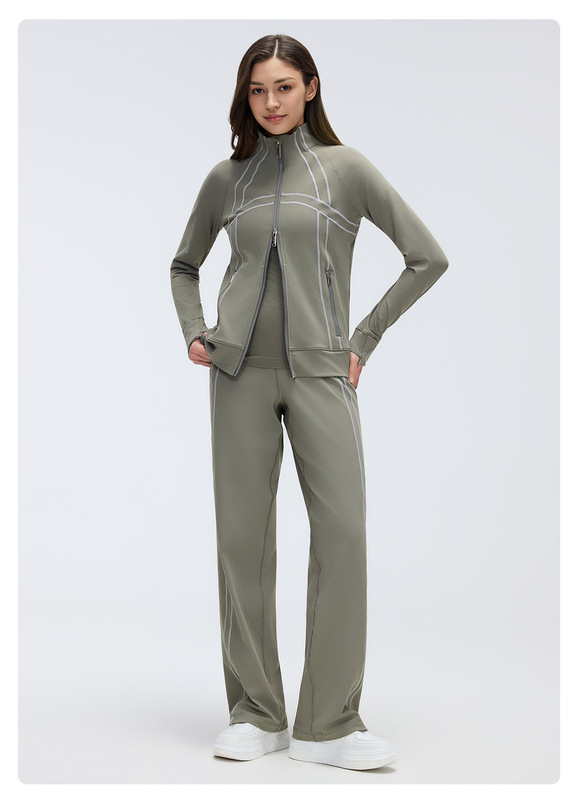 Conjunto de yoga para mujer (chaqueta y pantalón de corte recto) – Transpirable – FGBD26105 D26104