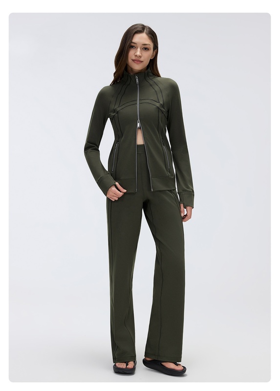 Conjunto de yoga para mujer (chaqueta y pantalón de corte recto) – Transpirable – FGBD26105 D26104