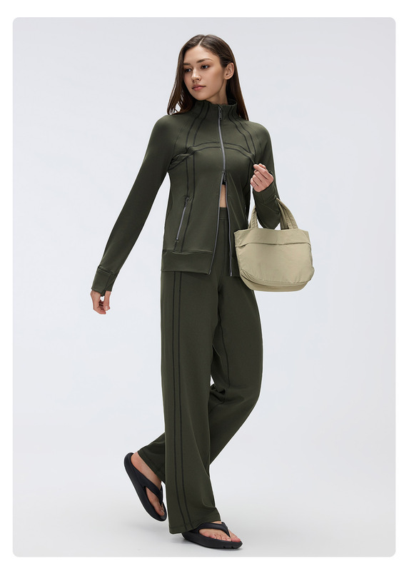 Conjunto de yoga para mujer (chaqueta y pantalón de corte recto) – Transpirable – FGBD26105 D26104