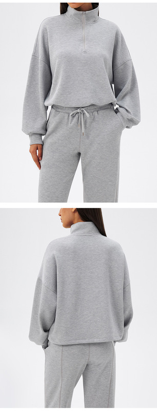 Conjunto deportivo de yoga de 2 piezas para mujer: top de manga larga en color liso y cómodo (FGBYEL42553 42311)