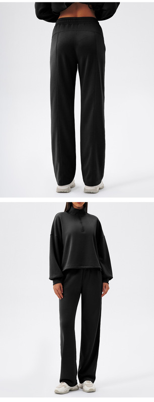 Conjunto deportivo de yoga de 2 piezas para mujer: top de manga larga en color liso y cómodo (FGBYEL42553 42311)
