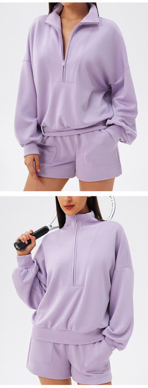 Camiseta de manga larga transpirable con media cremallera frontal para gimnasio y actividades al aire libre (FGBYEL24301)