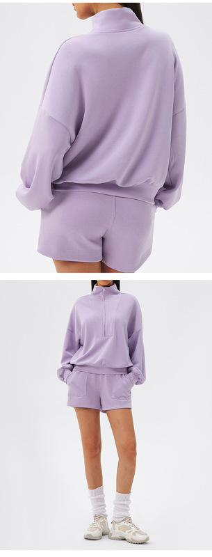 Camiseta de manga larga transpirable con media cremallera frontal para gimnasio y actividades al aire libre (FGBYEL24301)