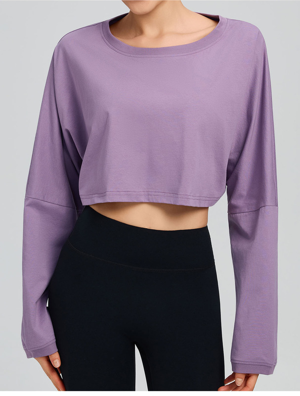 Prenda deportiva versátil de manga larga para mujer, transpirable y de color liso (FGBYEL62536)