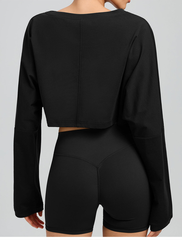 Prenda deportiva versátil de manga larga para mujer, transpirable y de color liso (FGBYEL62536)