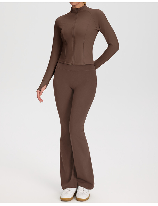 Conjunto de yoga de 2 piezas para mujer: pantalones acampanados y chaqueta (FGBYEL52633 52325)