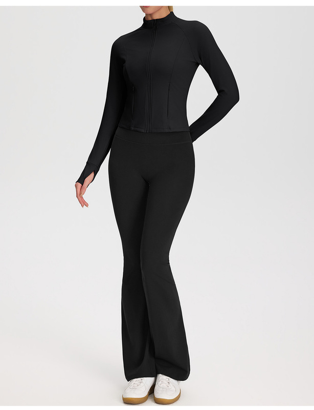 Conjunto de yoga de 2 piezas para mujer: pantalones acampanados y chaqueta (FGBYEL52633 52325)