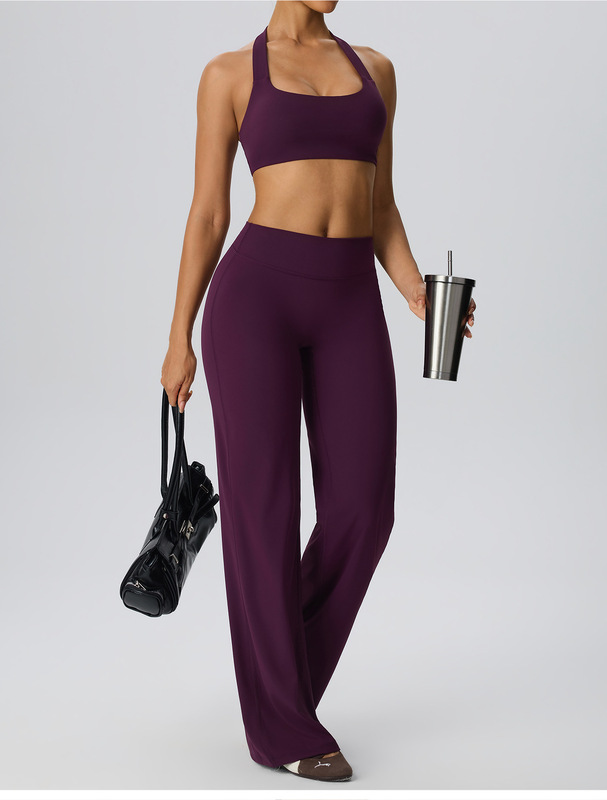 Conjunto de yoga para mujer en tejido de alta elasticidad; conjunto de entrenamiento ajustado, transpirable y de secado rápido para gimnasio (FGBYEL62768 62345)