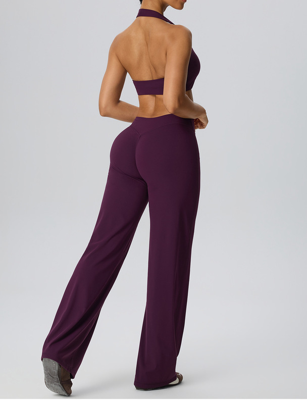 Conjunto de yoga para mujer en tejido de alta elasticidad; conjunto de entrenamiento ajustado, transpirable y de secado rápido para gimnasio (FGBYEL62768 62345)