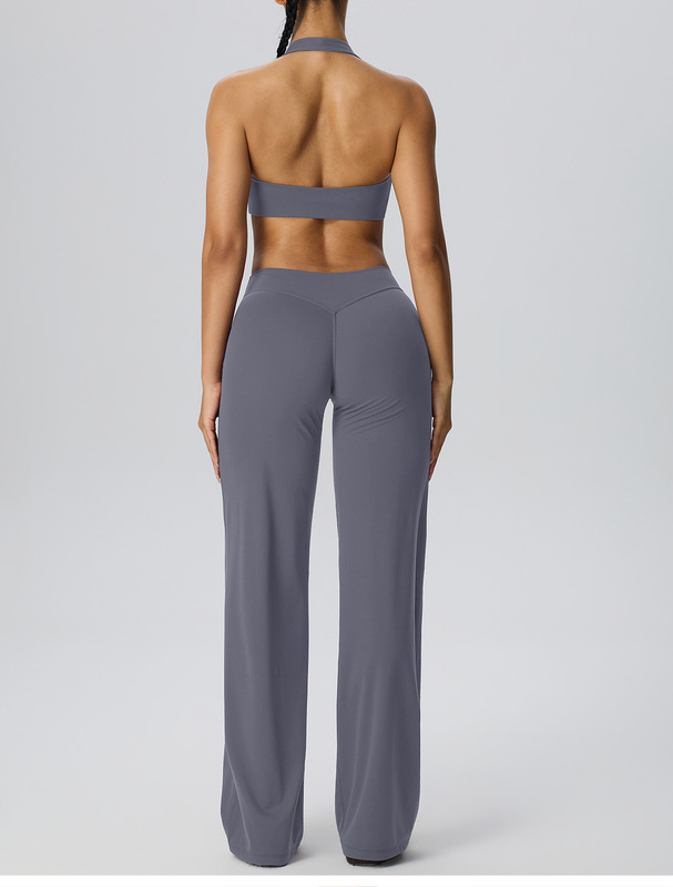 Conjunto de yoga para mujer en tejido de alta elasticidad; conjunto de entrenamiento ajustado, transpirable y de secado rápido para gimnasio (FGBYEL62768 62345)
