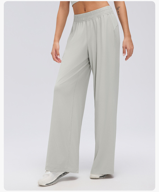 Pantalones de chándal informales de cintura alta para mujer, de corte recto y pernera ancha, ideales para yoga, gimnasio y actividades físicas (FGBD26174)