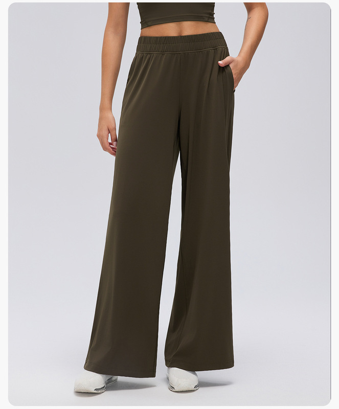 Pantalones de chándal informales de cintura alta para mujer, de corte recto y pernera ancha, ideales para yoga, gimnasio y actividades físicas (FGBD26174)
