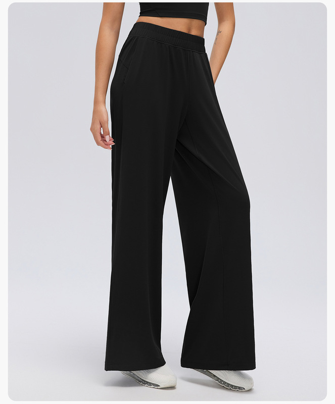 Pantalones de chándal informales de cintura alta para mujer, de corte recto y pernera ancha, ideales para yoga, gimnasio y actividades físicas (FGBD26174)