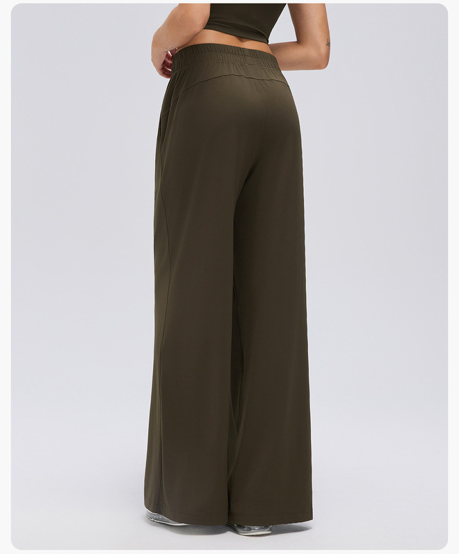 Pantalones de chándal informales de cintura alta para mujer, de corte recto y pernera ancha, ideales para yoga, gimnasio y actividades físicas (FGBD26174)