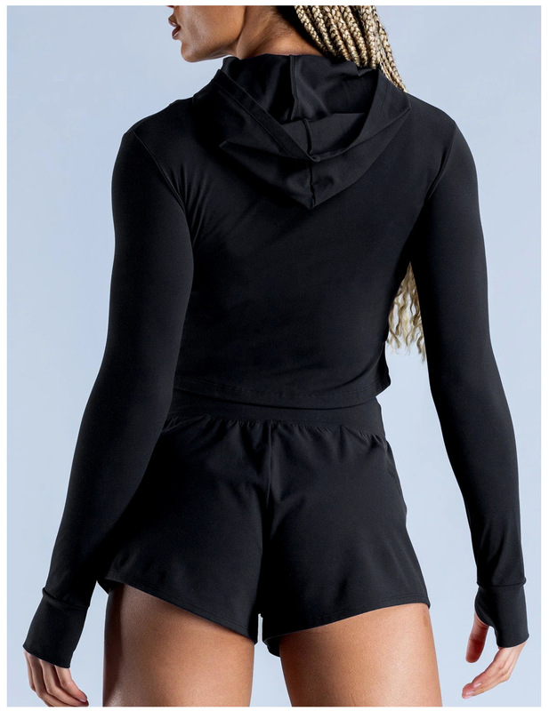 Top transpirable con capucha y cremallera completa para mujer, de nailon y elastano, para correr (FGBRXW3013)