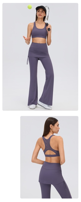 Conjunto de yoga para mujer, conjunto de dos piezas de cintura alta para actividades al aire libre o uso casual, ideal para pilates, entrenamiento y ejercicio físico (FGBD26141 D26142)
