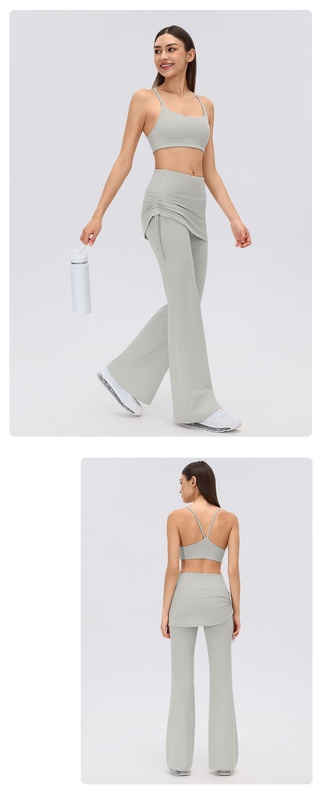 Conjunto deportivo de yoga: pantalón acampanado y top, conjunto de dos piezas para gimnasio y yoga, diseñado para lucir una espalda hermosa (FGBD26140 D26142)