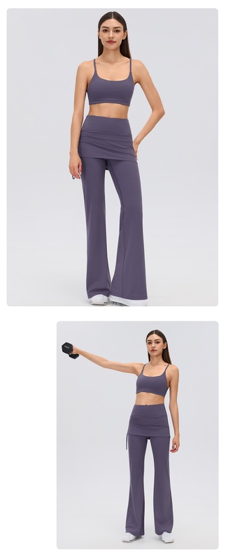 Conjunto deportivo de yoga: pantalón acampanado y top, conjunto de dos piezas para gimnasio y yoga, diseñado para lucir una espalda hermosa (FGBD26140 D26142)