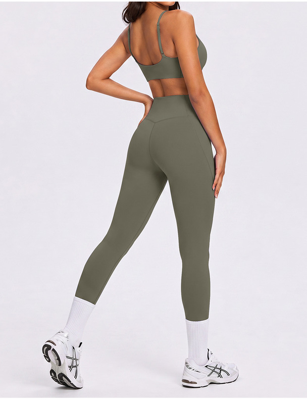 Conjuntos de yoga de 2 piezas para mujer, con cintura alta, transpirables y ligeros, para entrenamiento en el gimnasio (FGBKD245WCB210 KD245WCL006)