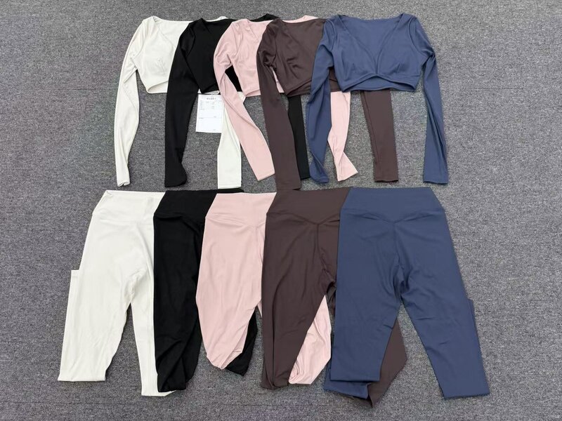 Conjunto deportivo de 2 piezas para mujer: top corto y leggings de cintura alta, ropa de gimnasio, fitness y yoga, de secado rápido (FGBQS1834 6723)