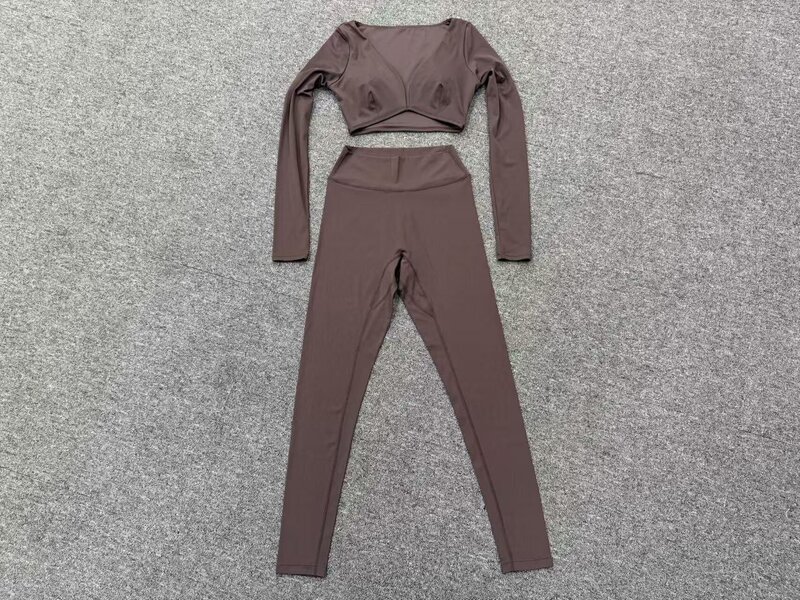 Conjunto deportivo de 2 piezas para mujer: top corto y leggings de cintura alta, ropa de gimnasio, fitness y yoga, de secado rápido (FGBQS1834 6723)
