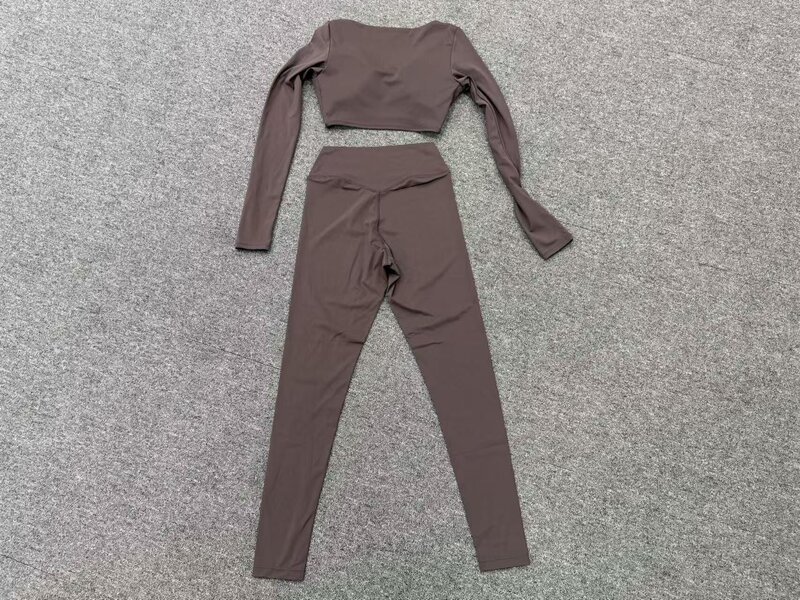 Conjunto deportivo de 2 piezas para mujer: top corto y leggings de cintura alta, ropa de gimnasio, fitness y yoga, de secado rápido (FGBQS1834 6723)