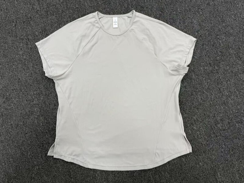 Top de manga corta transpirable, de corte entallado, alta elasticidad y ligero; prenda deportiva para entrenamiento y Pilates (FGBQS4925)