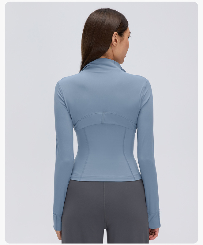 Chaqueta deportiva para mujer, ideal para correr, entrenar y hacer ejercicio en el gimnasio; cuenta con cierre completo, bolsillos con cremallera y aberturas para los pulgares (modelo FGBD26161)