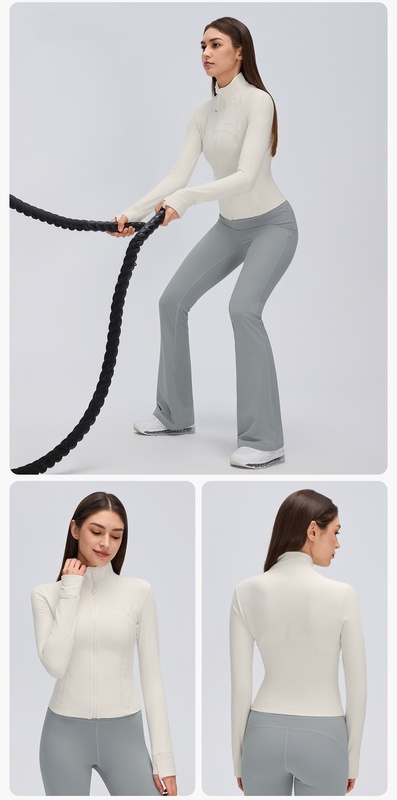 Chaqueta deportiva para mujer, transpirable y entallada, de manga larga con aberturas para los pulgares, ideal para correr, gimnasio, fitness y entrenamiento (FGBD26161)
