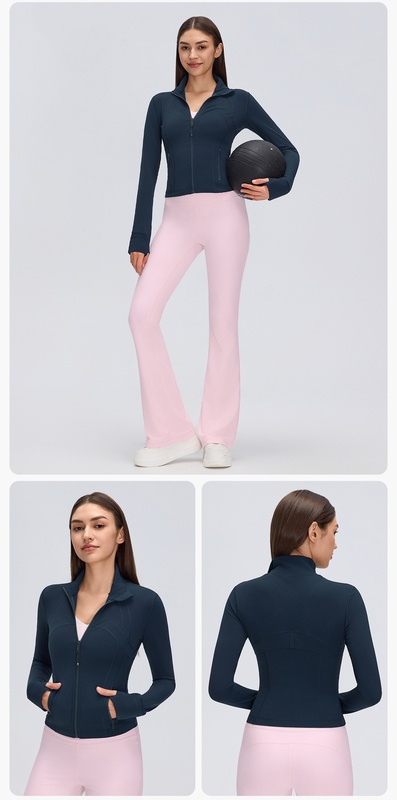 Chaqueta deportiva para mujer, transpirable y entallada, de manga larga con aberturas para los pulgares, ideal para correr, gimnasio, fitness y entrenamiento (FGBD26161)