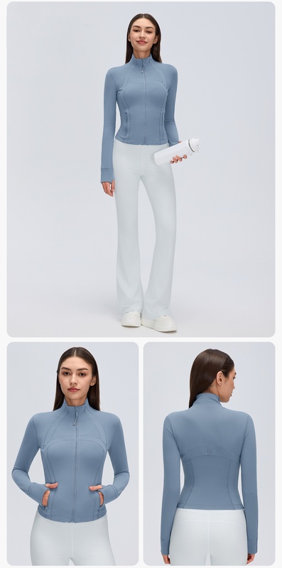 Chaqueta deportiva para mujer, transpirable y entallada, de manga larga con aberturas para los pulgares, ideal para correr, gimnasio, fitness y entrenamiento (FGBD26161)