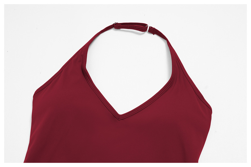 Conjunto de yoga de dos piezas: top con cuello halter y relleno, y leggings de largo 3/4; ideal para fitness y pilates, confeccionado en tejido de secado rápido (FGBTZ5529)