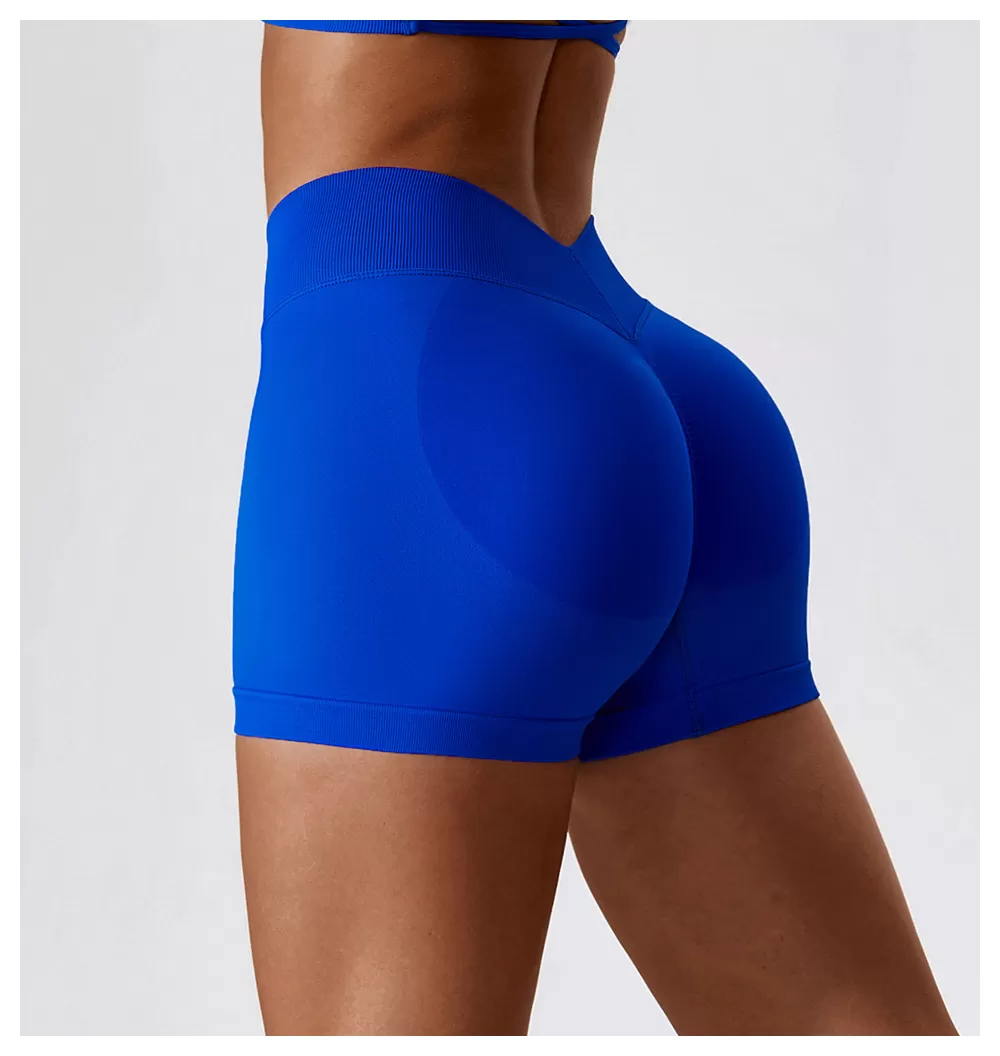 Pantalones cortos de yoga de cintura en V de verano, pantalones cortos de entrenamiento sólidos FGBCDK7137