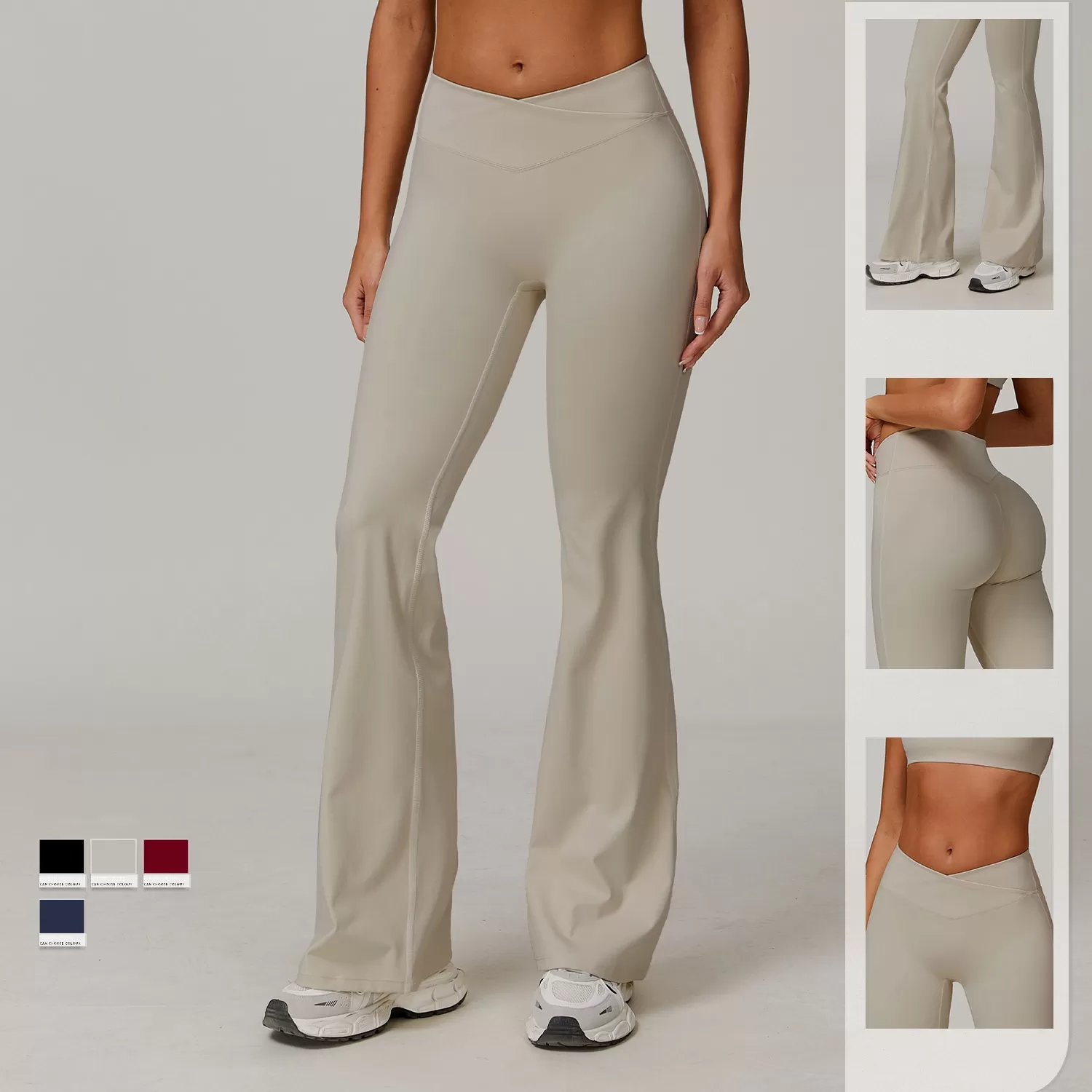Pantalones de yoga acampanados transpirables para mujer que realzan los glúteos FGBDCK9177