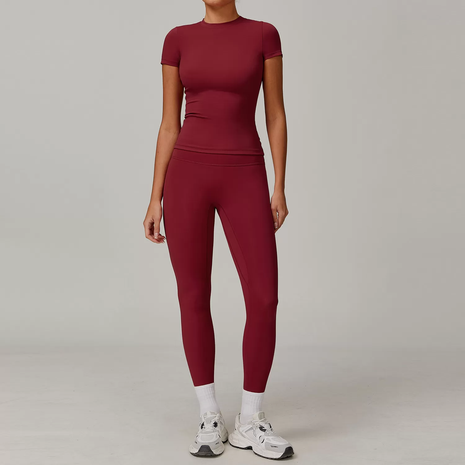 Conjunto deportivo de 4 piezas para mujer, camiseta de manga corta, conjunto de yoga FGBTZ8886
