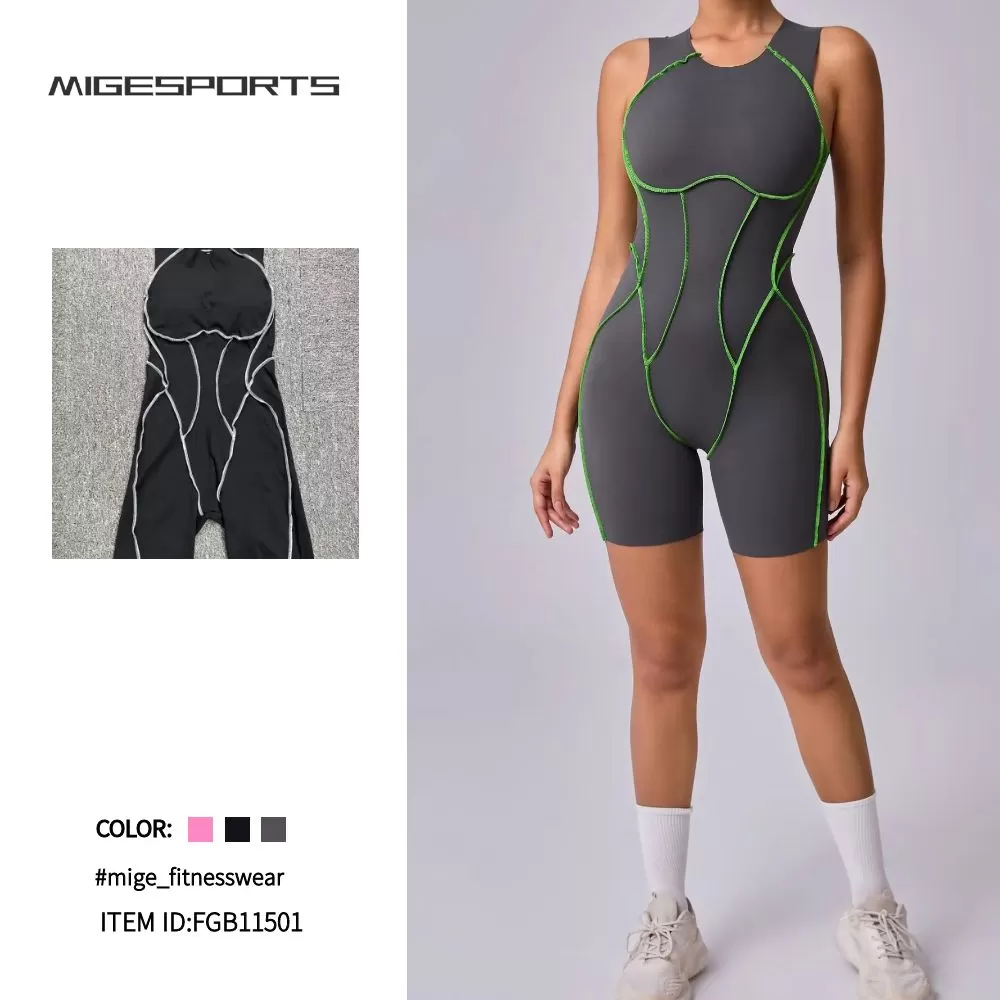 Monos de yoga de una pieza para mujer, sin espalda, FGB11501