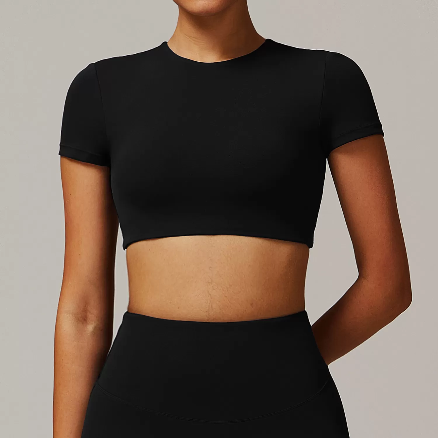 Tops cortos de yoga transpirables de manga corta para mujer FGBDDX9172