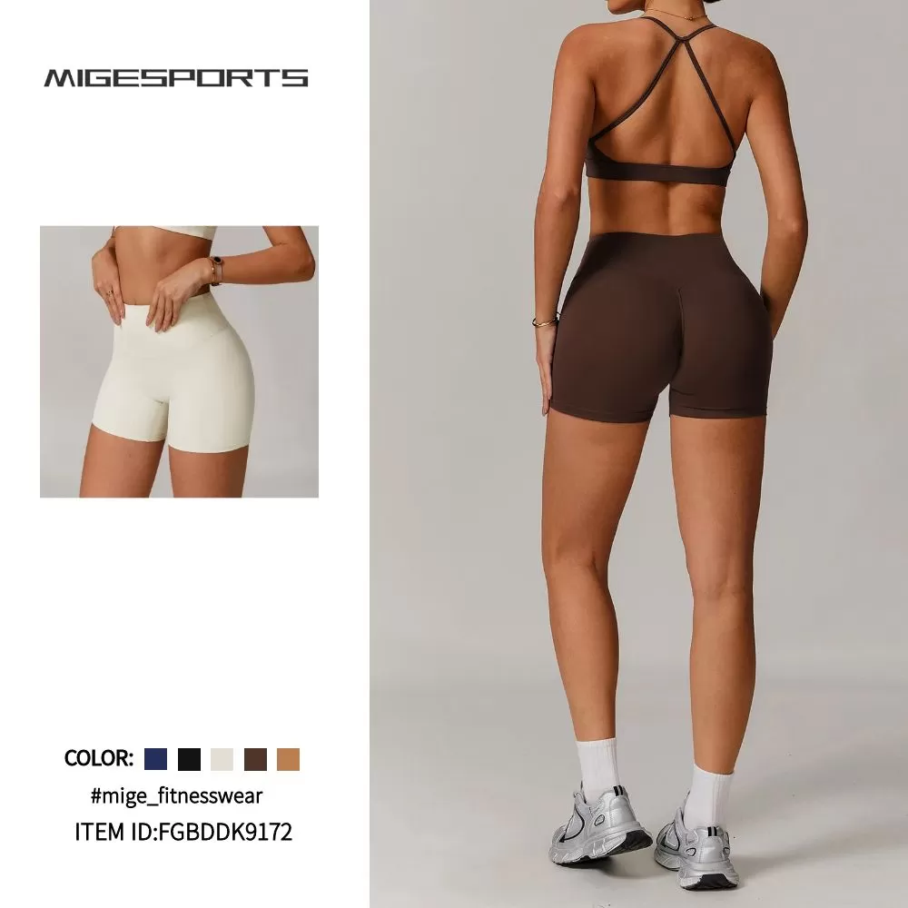 Pantalones cortos de yoga de nailon con cintura alta para mujer FGBDDK9172